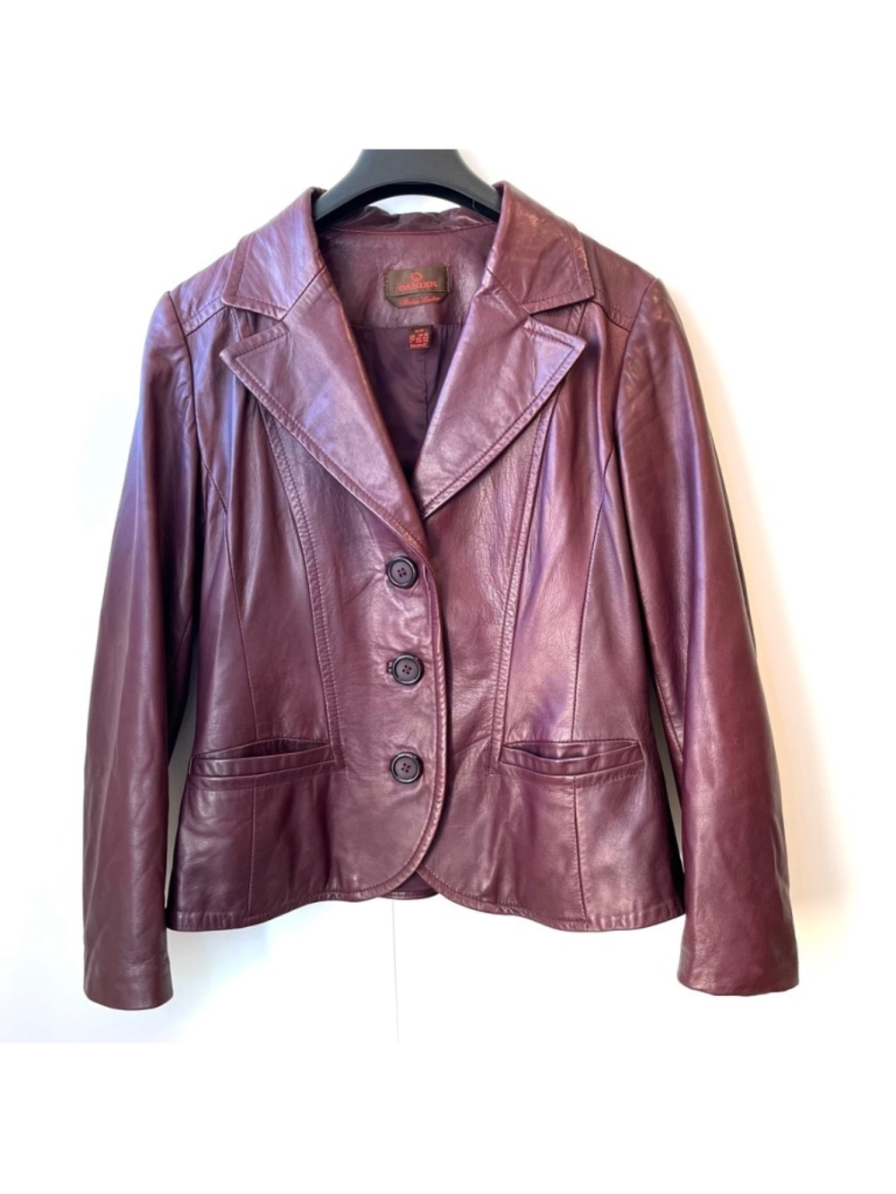 Vintage Danier Italian Leather Blazer Jacket Plum Burgundy Made in Canada, M - Picture 3 of 10